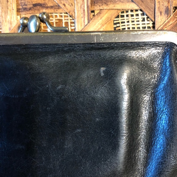 Very Vintage Hobo International Black Leather Wallet Coin Clutch - Picture 3 of 7